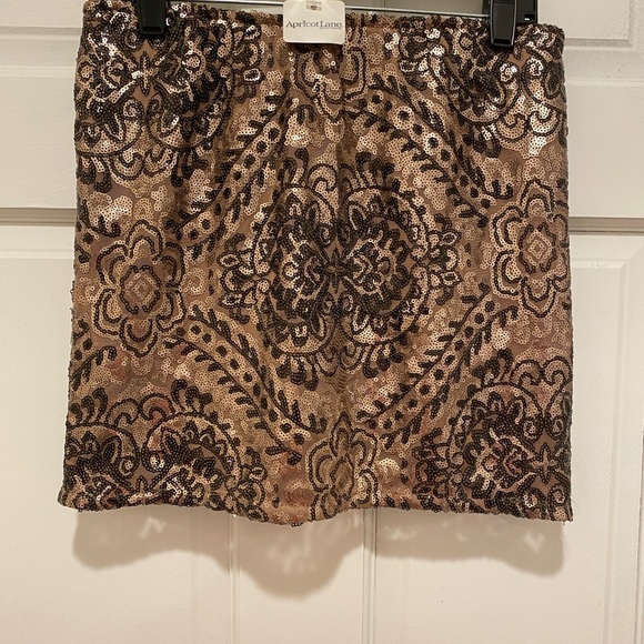 Coveted Clothing Brown Cream Embellished Mini Skirt - Picture 2 of 4